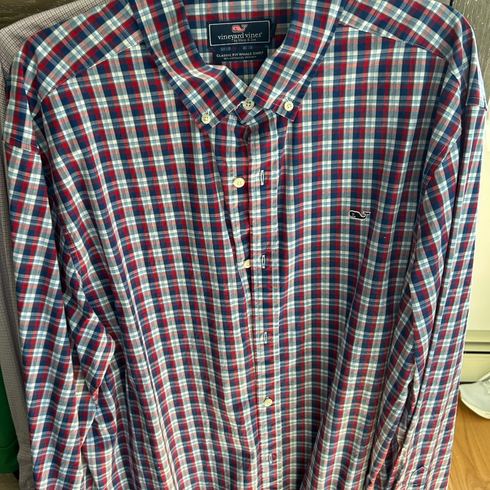Vineyard Vines Red and Blue Plaid Button Down Shirt